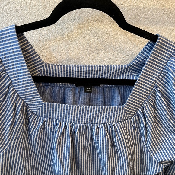 J. CREW Blue Striped Square Neck Top Size XS - Picture 2 of 7
